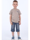 Beige gestreiftes Jungen-T-Shirt NDZ4474 – Online-Shop – Boutique